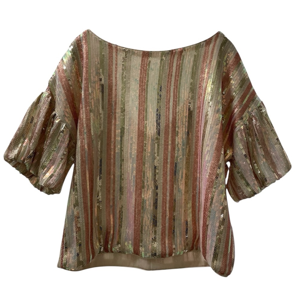 Fate Rose Gold Sequin Striped Top